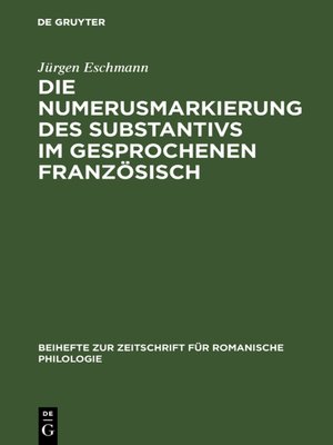 cover image of Die Numerusmarkierung des Substantivs im gesprochenen Französisch